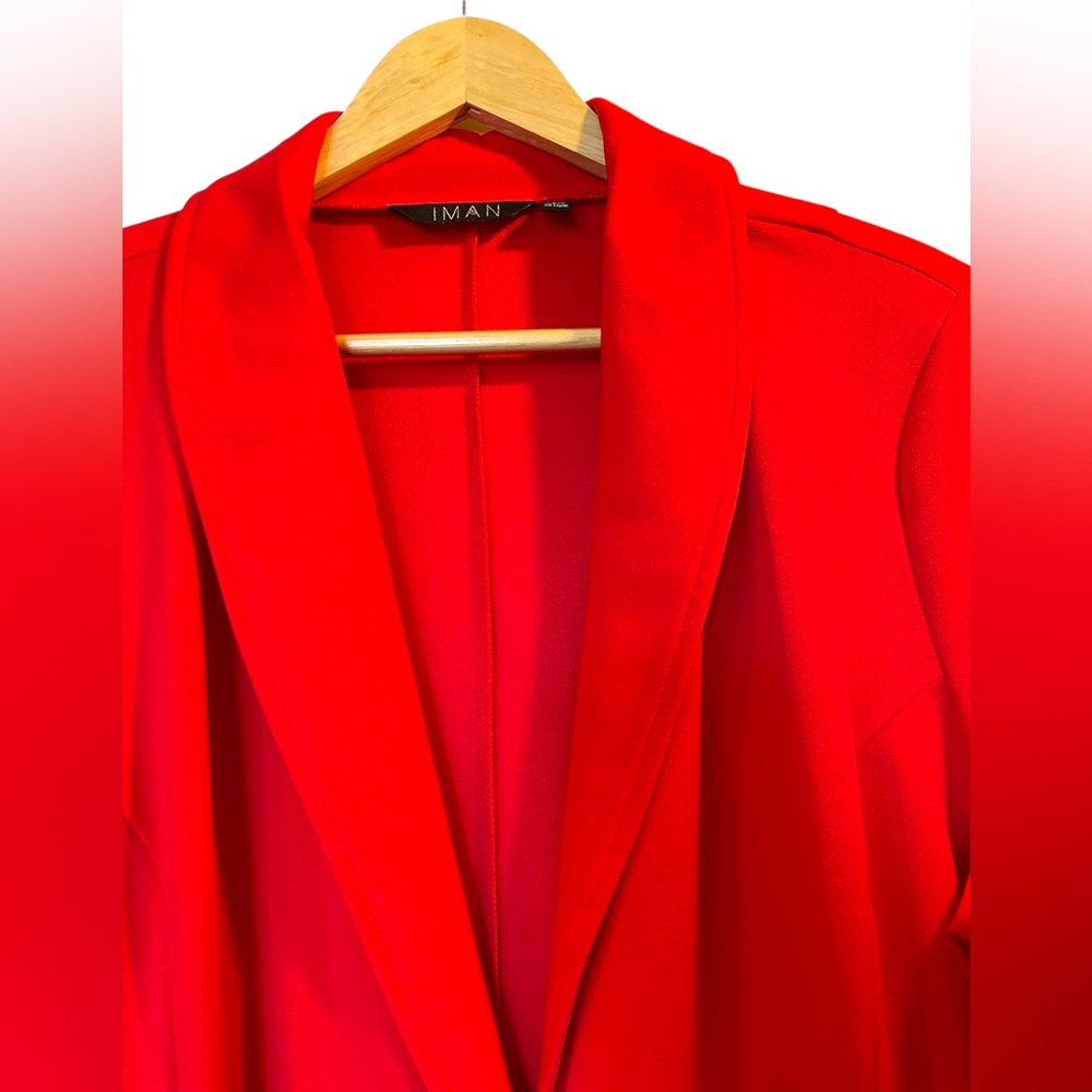 Iman Bright Red Single-Button Unlined Lightweight… - image 2